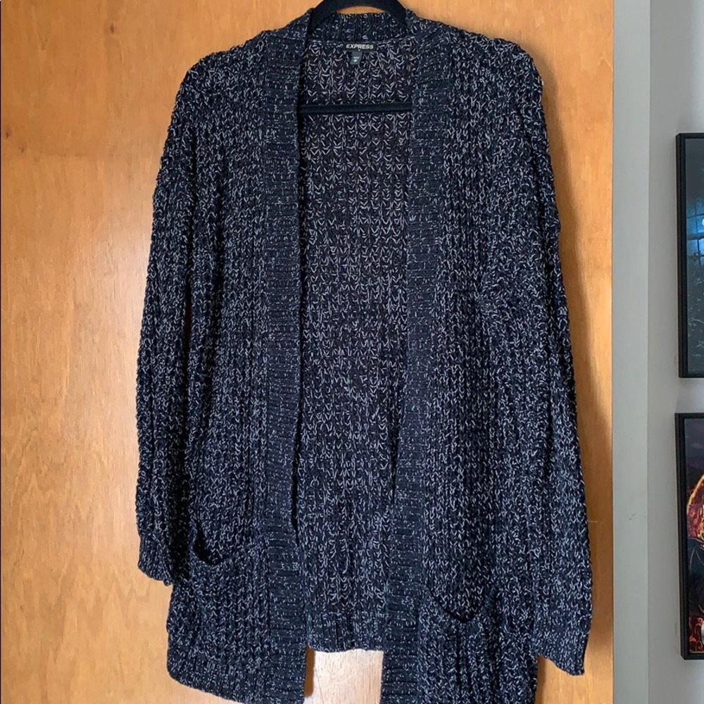 Express Black and White Stitch Cardigan